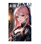 退屈な表情のピンク髪の女吸血鬼（個別スタンプ：28）