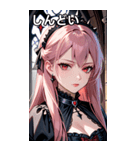 退屈な表情のピンク髪の女吸血鬼（個別スタンプ：32）