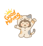 日常使いやすいスタンプ(猫好き女の子)（個別スタンプ：1）