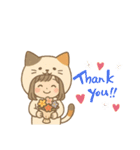 日常使いやすいスタンプ(猫好き女の子)（個別スタンプ：4）