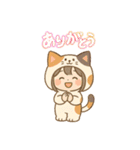 日常使いやすいスタンプ(猫好き女の子)（個別スタンプ：5）