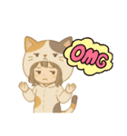 日常使いやすいスタンプ(猫好き女の子)（個別スタンプ：21）