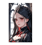 深い悲しみをたたえた黒髪の女吸血鬼（個別スタンプ：30）