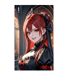 残酷な微笑みの黒赤髪の女吸血鬼（個別スタンプ：14）
