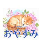 水彩感じる柴犬スタンプ（個別スタンプ：4）