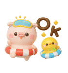 夏のぽこちゃん♡可愛いこぶたの3D（個別スタンプ：1）