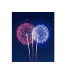 背景に花火が打ち上がる✨納涼花火セット（個別スタンプ：23）