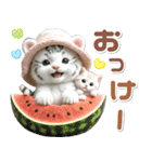 夏 猛暑 酷暑♡ホワイトタイガーとネコ（個別スタンプ：3）