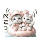 夏 猛暑 酷暑♡ホワイトタイガーとネコ（個別スタンプ：8）