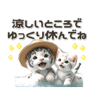 夏 猛暑 酷暑♡ホワイトタイガーとネコ（個別スタンプ：11）