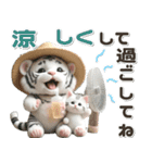 夏 猛暑 酷暑♡ホワイトタイガーとネコ（個別スタンプ：19）