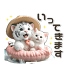 夏 猛暑 酷暑♡ホワイトタイガーとネコ（個別スタンプ：25）