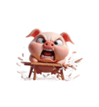 怒れるピンクブタ（個別スタンプ：3）