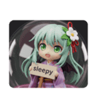 コウモリみなみちゃん(四角型)（個別スタンプ：1）