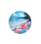 癒しの透き通った海.ハート.花.月.Healing.（個別スタンプ：1）