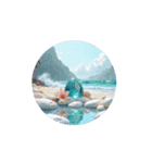 癒しの透き通った海.ハート.花.月.Healing.（個別スタンプ：6）