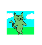 悪夢に出てきた緑の猫（個別スタンプ：11）