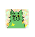 悪夢に出てきた緑の猫（個別スタンプ：12）