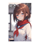 教室での内気な笑顔（個別スタンプ：35）