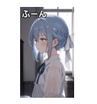 雨に濡れた水色髪の女の子（個別スタンプ：9）