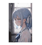 雨に濡れた水色髪の女の子（個別スタンプ：14）