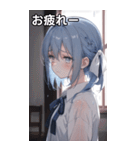 雨に濡れた水色髪の女の子（個別スタンプ：27）