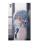 雨に濡れた水色髪の女の子（個別スタンプ：30）