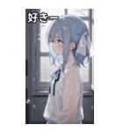 雨に濡れた水色髪の女の子（個別スタンプ：35）