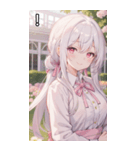 花に囲まれた白髪女の子（個別スタンプ：14）