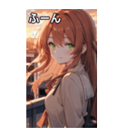 夕日の制服オレンジ髪女の子（個別スタンプ：9）
