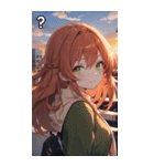 夕日の制服オレンジ髪女の子（個別スタンプ：30）