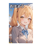 制服姿の金髪ツインテール（個別スタンプ：1）