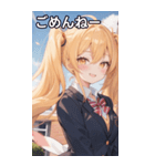 制服姿の金髪ツインテール（個別スタンプ：3）