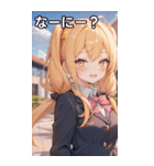 制服姿の金髪ツインテール（個別スタンプ：4）