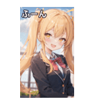 制服姿の金髪ツインテール（個別スタンプ：9）
