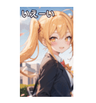 制服姿の金髪ツインテール（個別スタンプ：17）