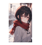 雪の中、学校帰り女の子（個別スタンプ：14）
