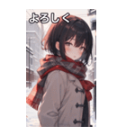 雪の中、学校帰り女の子（個別スタンプ：21）
