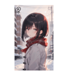 雪の中、学校帰り女の子（個別スタンプ：30）