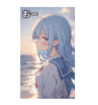 浜辺いる水色髪女の子（個別スタンプ：6）
