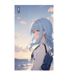 浜辺いる水色髪女の子（個別スタンプ：14）
