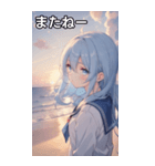 浜辺いる水色髪女の子（個別スタンプ：18）