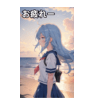 浜辺いる水色髪女の子（個別スタンプ：27）