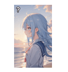 浜辺いる水色髪女の子（個別スタンプ：30）