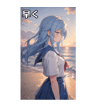 浜辺いる水色髪女の子（個別スタンプ：38）