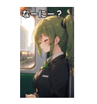 電車で眠そうな女子（個別スタンプ：4）