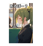 電車で眠そうな女子（個別スタンプ：5）