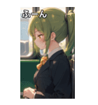 電車で眠そうな女子（個別スタンプ：9）