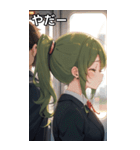 電車で眠そうな女子（個別スタンプ：15）