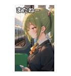 電車で眠そうな女子（個別スタンプ：18）